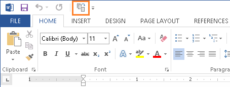 Microsoft Word - Quick Access Toolbar - Shrink One Page Button