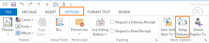 Outlook - Delay Delivery Button