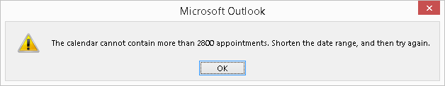Outlook - Exceeded Number of Calendar Items