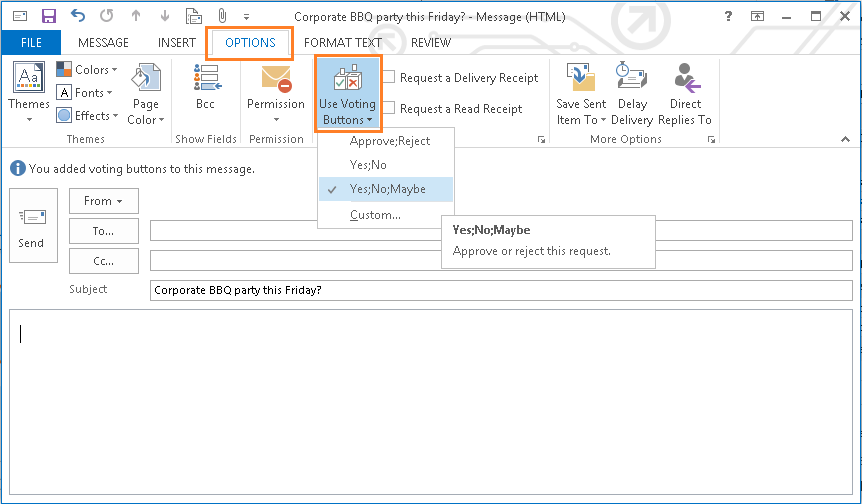 Outlook Voting Button Options
