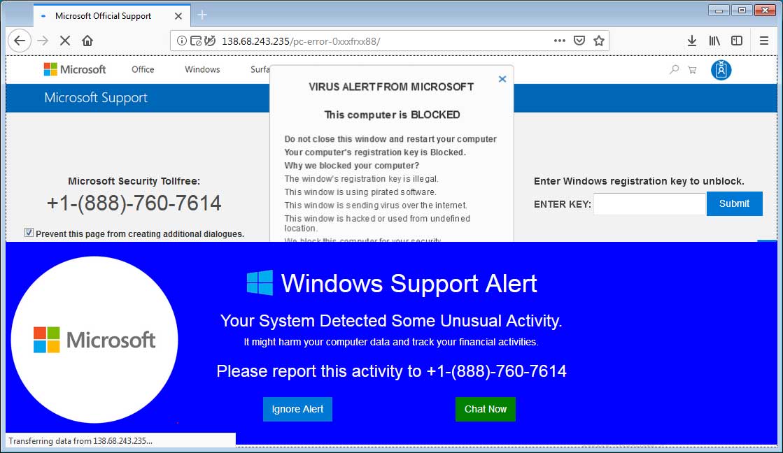Microsoft virus alert scan screenshot example